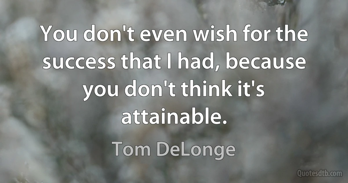 You don't even wish for the success that I had, because you don't think it's attainable. (Tom DeLonge)