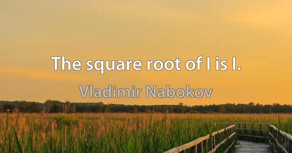 The square root of I is I. (Vladimir Nabokov)