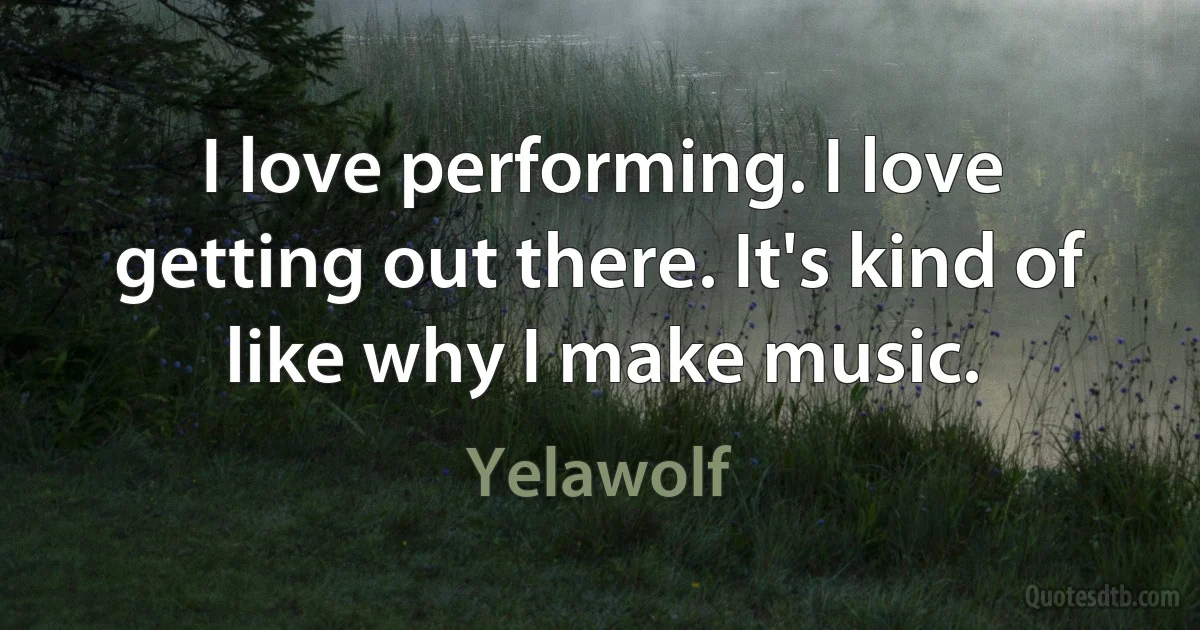 I love performing. I love getting out there. It's kind of like why I make music. (Yelawolf)