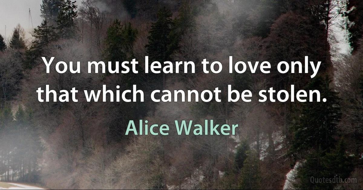 You must learn to love only that which cannot be stolen. (Alice Walker)