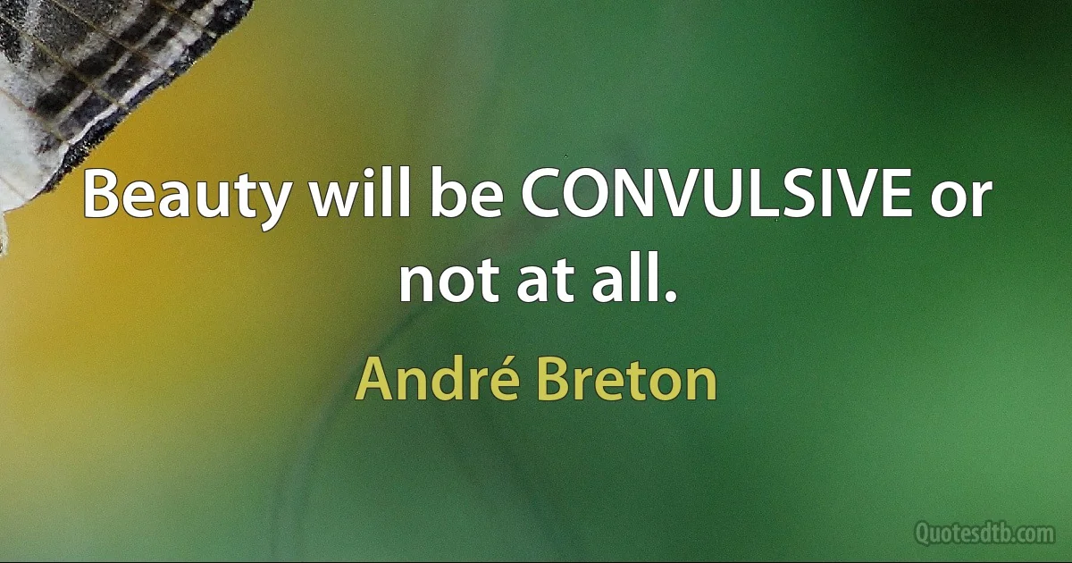 Beauty will be CONVULSIVE or not at all. (André Breton)