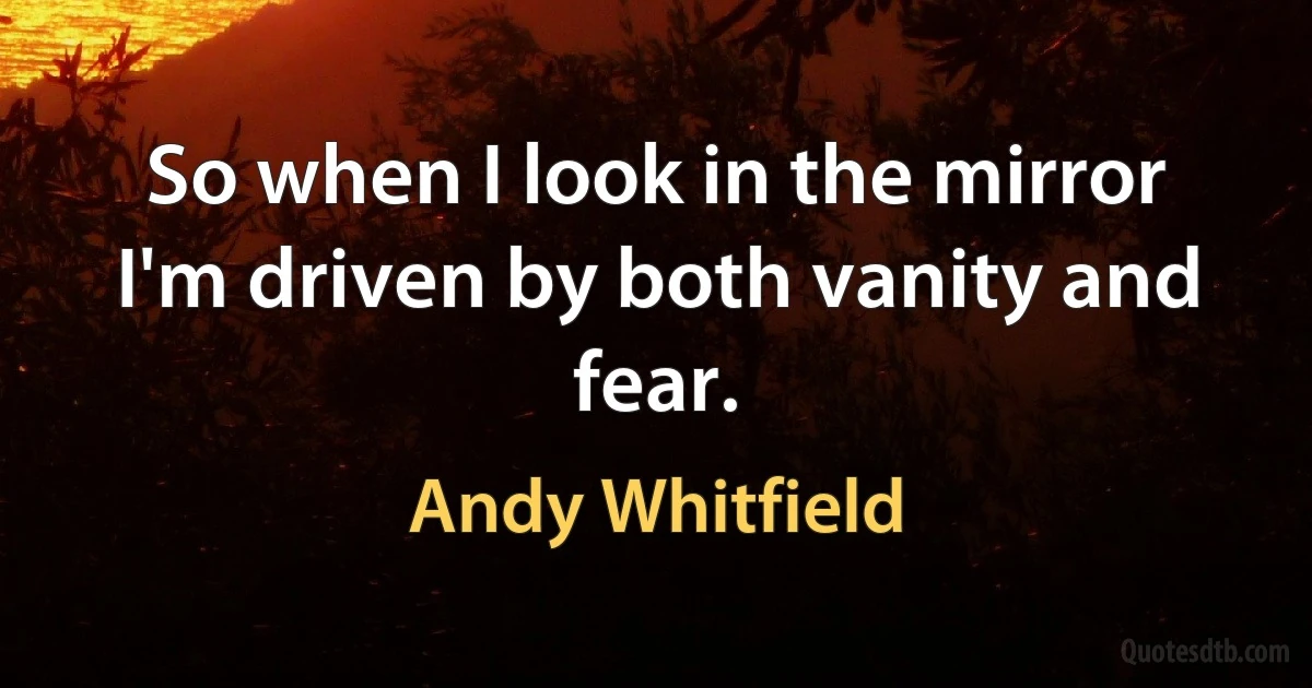 So when I look in the mirror I'm driven by both vanity and fear. (Andy Whitfield)