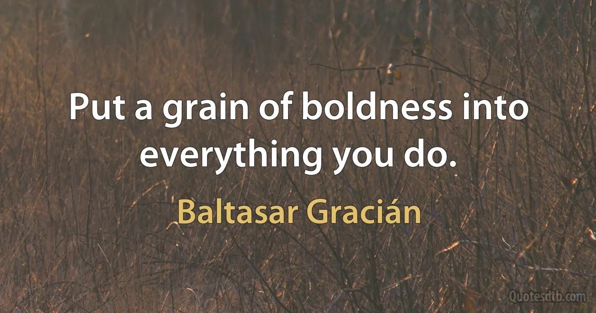 Put a grain of boldness into everything you do. (Baltasar Gracián)