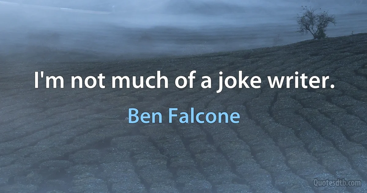 I'm not much of a joke writer. (Ben Falcone)