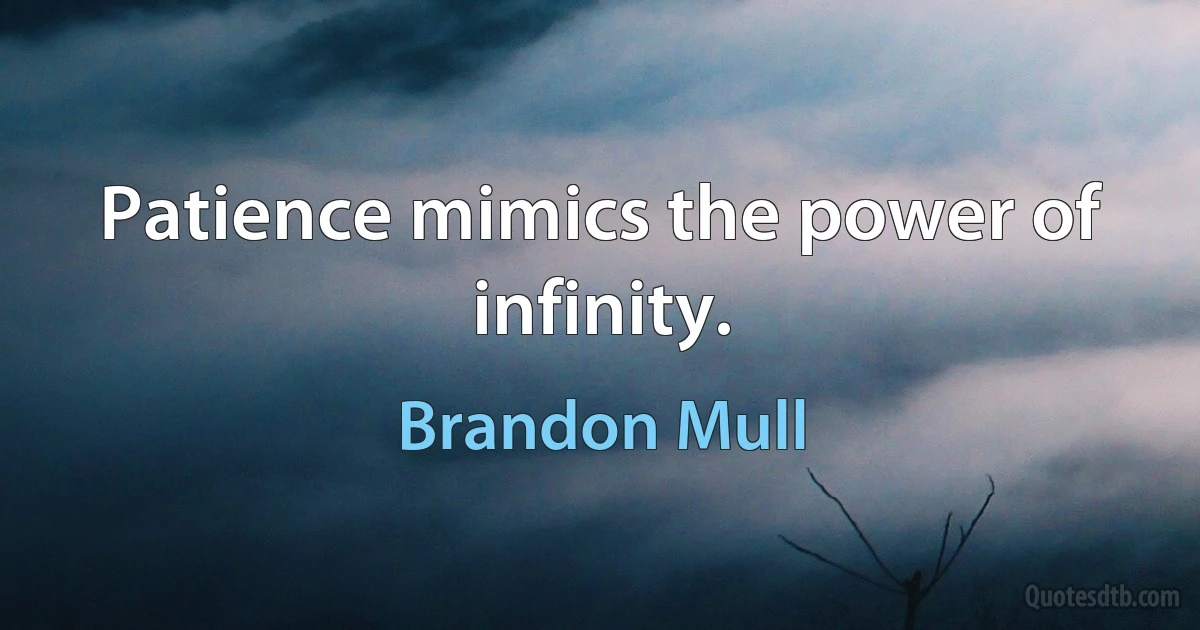 Patience mimics the power of infinity. (Brandon Mull)