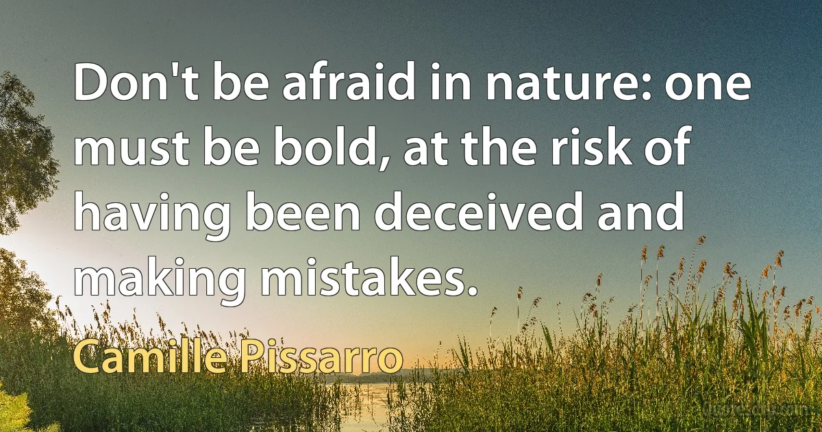 Don't be afraid in nature: one must be bold, at the risk of having been deceived and making mistakes. (Camille Pissarro)