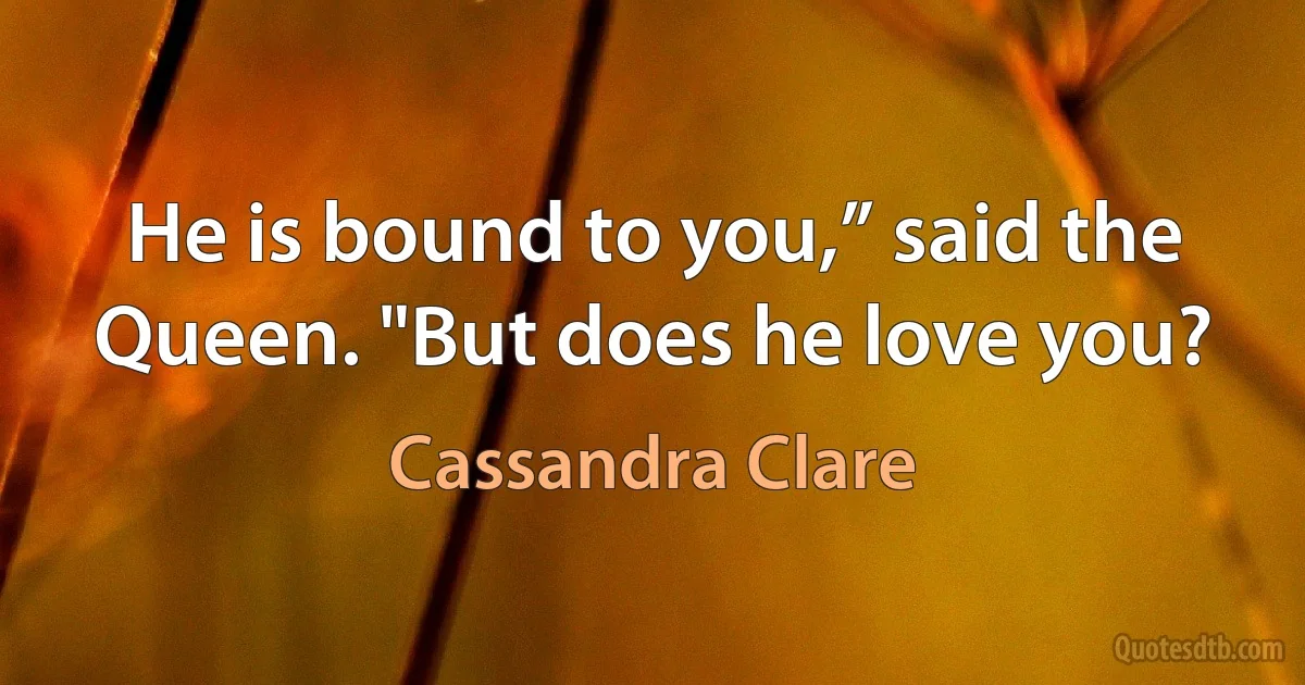 He is bound to you,” said the Queen. "But does he love you? (Cassandra Clare)