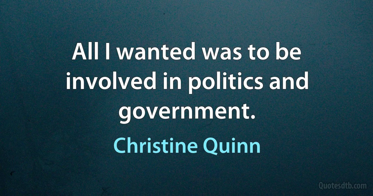 All I wanted was to be involved in politics and government. (Christine Quinn)