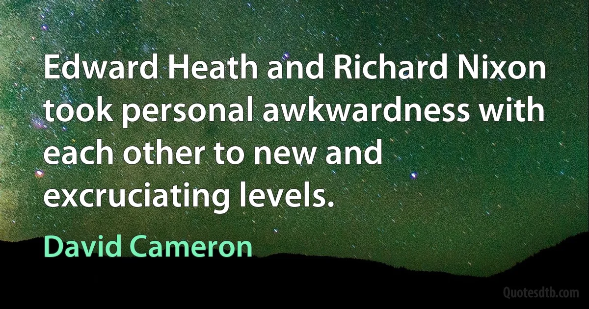 Edward Heath and Richard Nixon took personal awkwardness with each other to new and excruciating levels. (David Cameron)