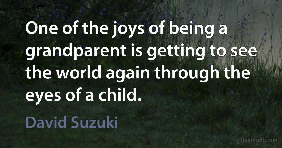 One of the joys of being a grandparent is getting to see the world again through the eyes of a child. (David Suzuki)