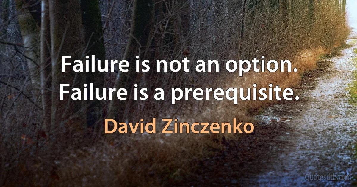 Failure is not an option. Failure is a prerequisite. (David Zinczenko)