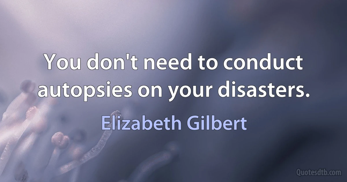 You don't need to conduct autopsies on your disasters. (Elizabeth Gilbert)