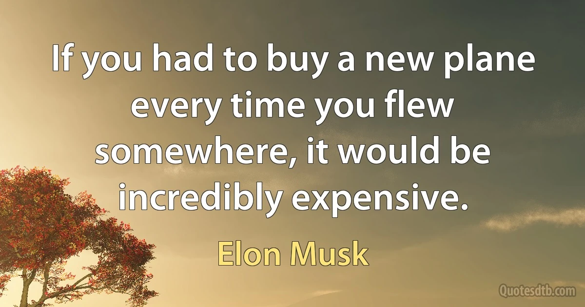 If you had to buy a new plane every time you flew somewhere, it would be incredibly expensive. (Elon Musk)