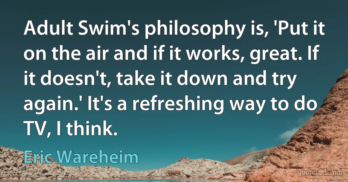 Adult Swim's philosophy is, 'Put it on the air and if it works, great. If it doesn't, take it down and try again.' It's a refreshing way to do TV, I think. (Eric Wareheim)