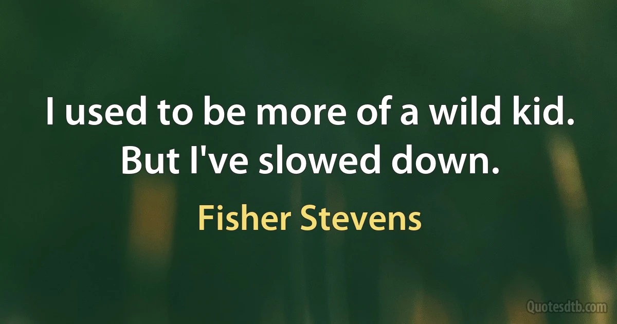 I used to be more of a wild kid. But I've slowed down. (Fisher Stevens)