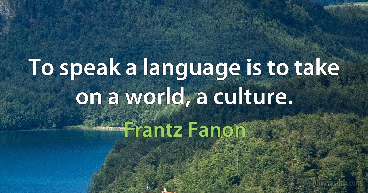 To speak a language is to take on a world, a culture. (Frantz Fanon)