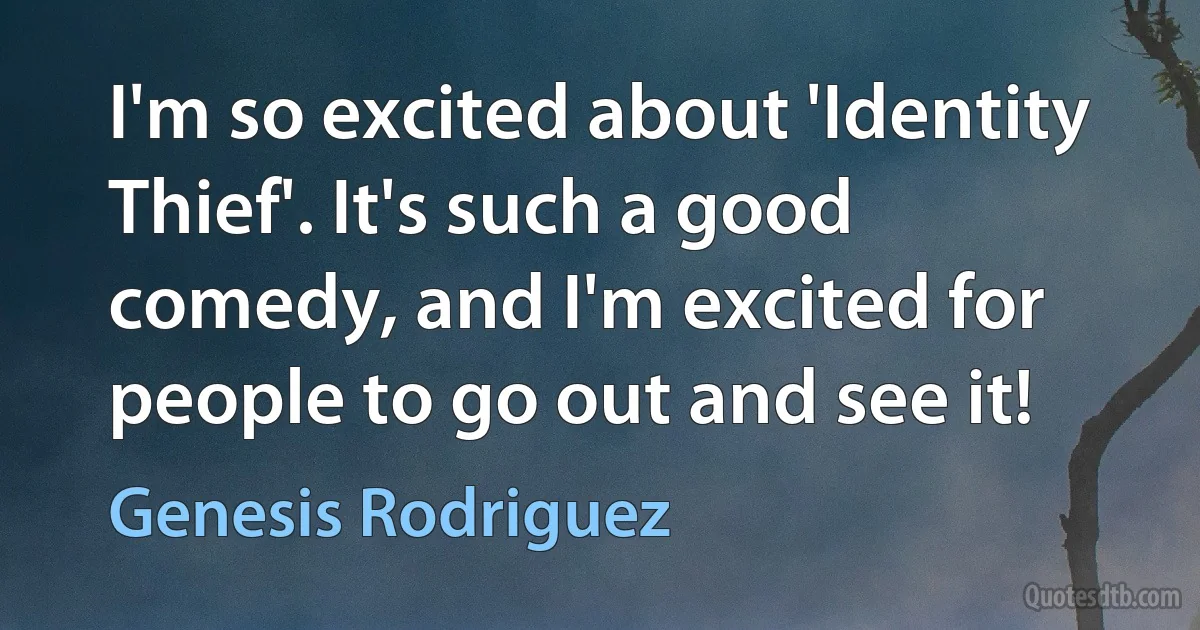 I'm so excited about 'Identity Thief'. It's such a good comedy, and I'm excited for people to go out and see it! (Genesis Rodriguez)