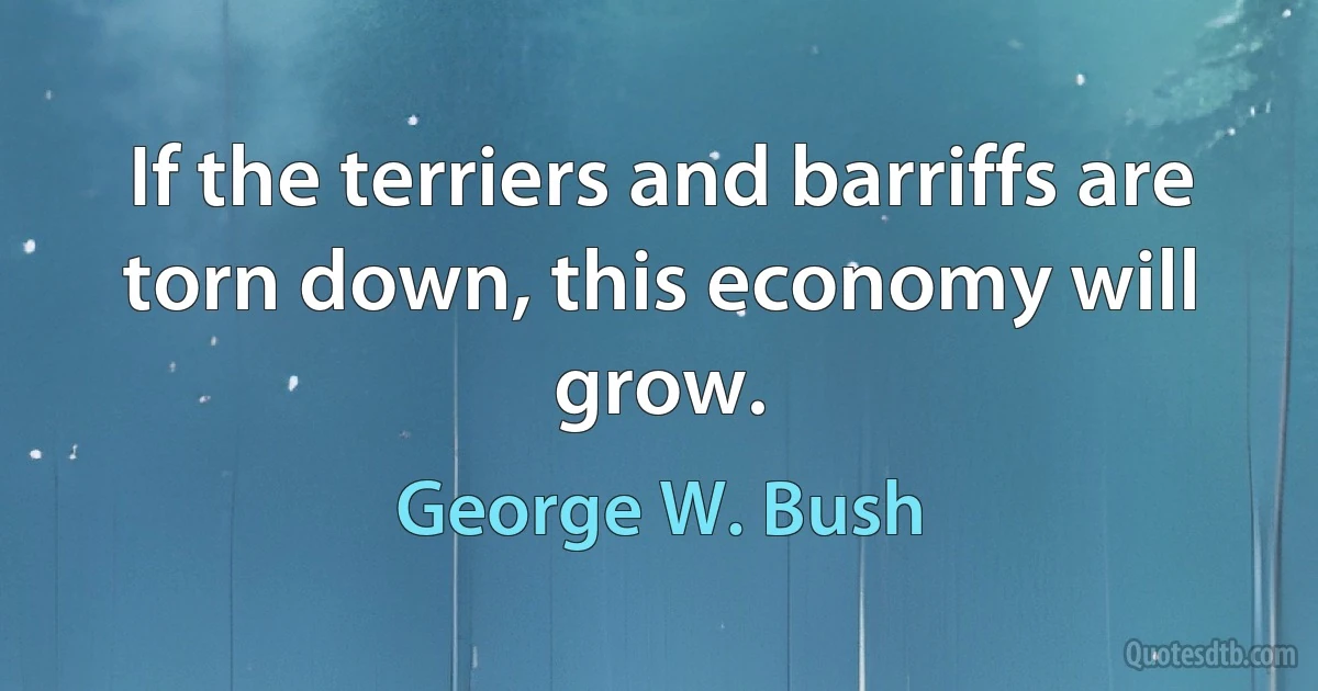 If the terriers and barriffs are torn down, this economy will grow. (George W. Bush)