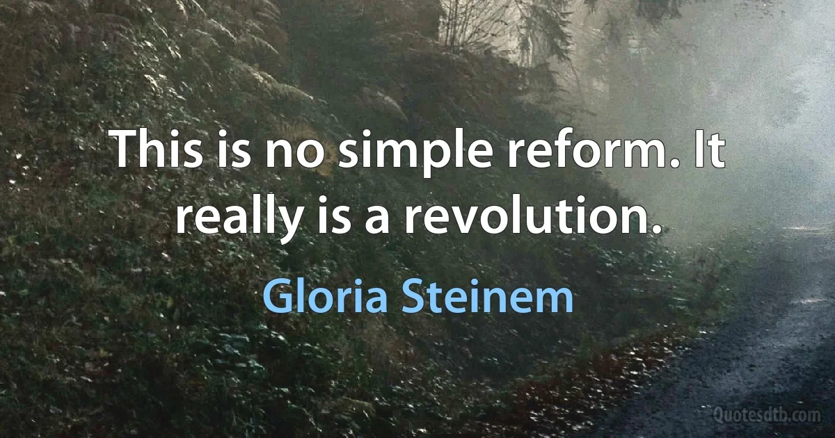 This is no simple reform. It really is a revolution. (Gloria Steinem)