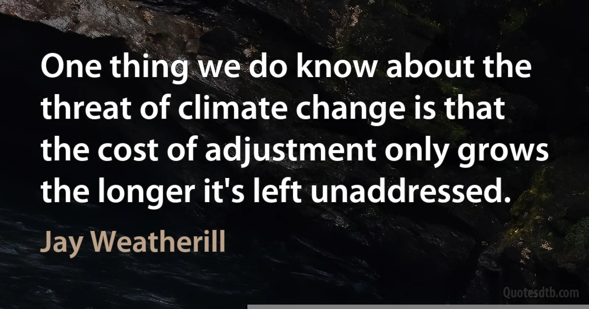 One thing we do know about the threat of climate change is that the cost of adjustment only grows the longer it's left unaddressed. (Jay Weatherill)