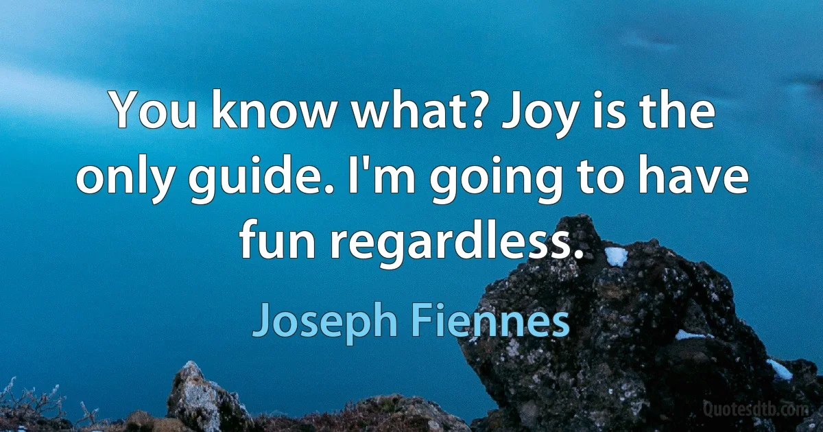 You know what? Joy is the only guide. I'm going to have fun regardless. (Joseph Fiennes)