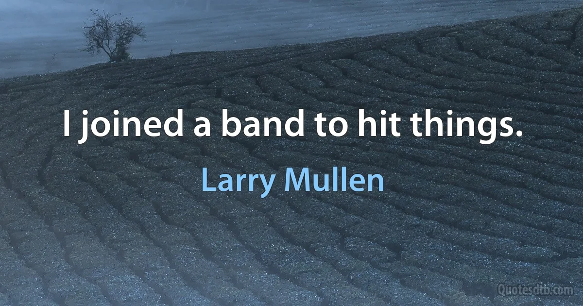 I joined a band to hit things. (Larry Mullen)