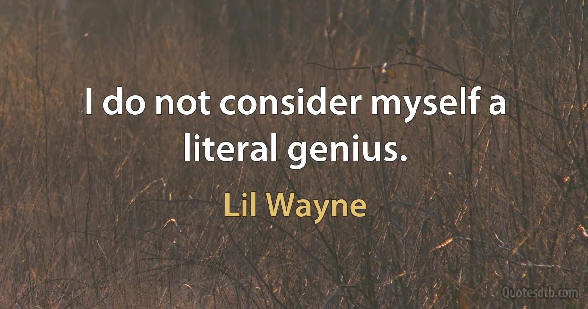 I do not consider myself a literal genius. (Lil Wayne)