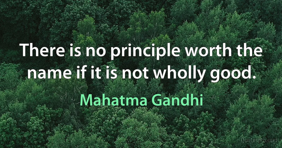 There is no principle worth the name if it is not wholly good. (Mahatma Gandhi)