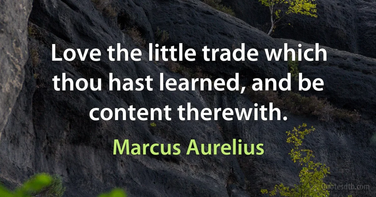 Love the little trade which thou hast learned, and be content therewith. (Marcus Aurelius)