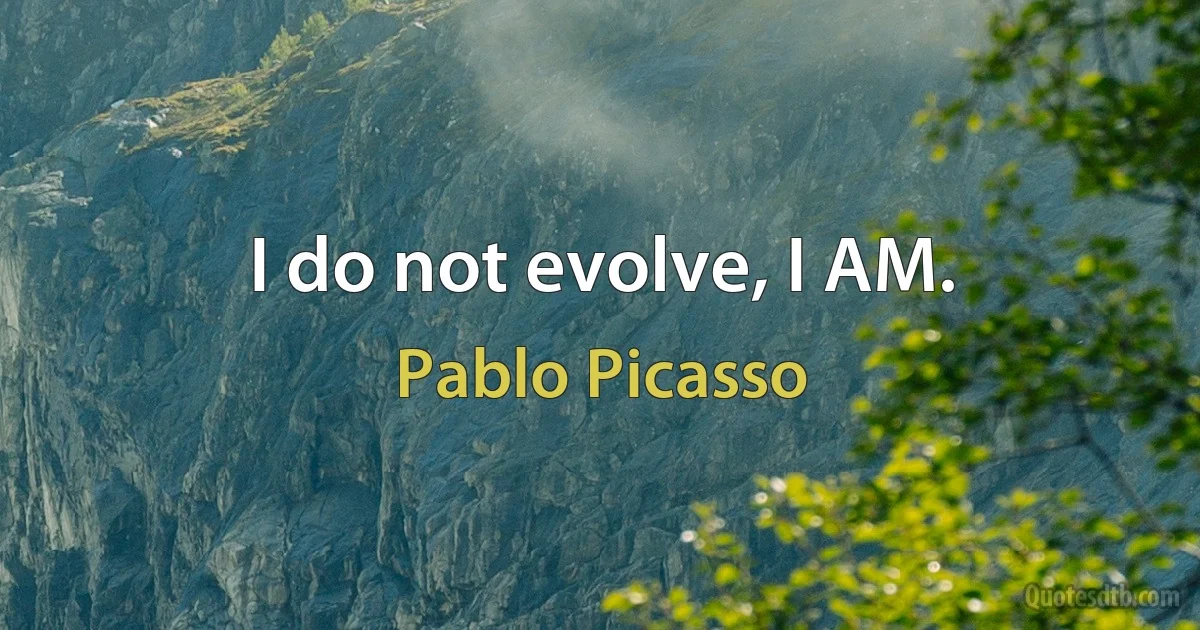 I do not evolve, I AM. (Pablo Picasso)