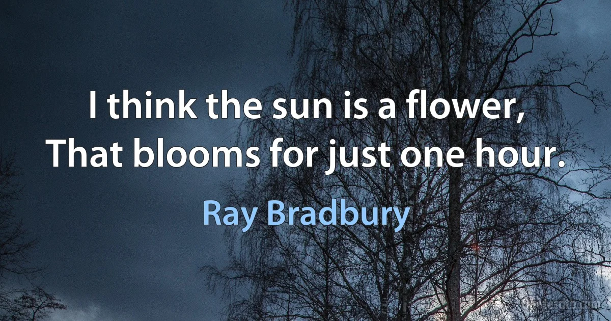 I think the sun is a flower,
That blooms for just one hour. (Ray Bradbury)