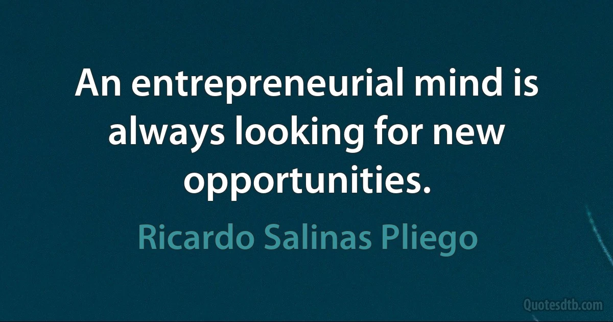 An entrepreneurial mind is always looking for new opportunities. (Ricardo Salinas Pliego)