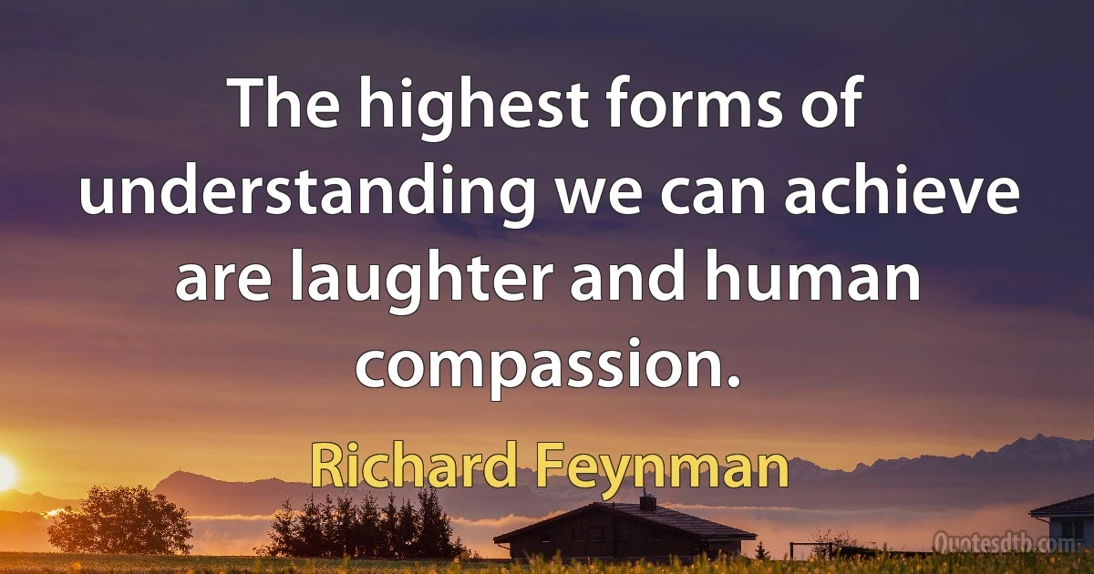 The highest forms of understanding we can achieve are laughter and human compassion. (Richard Feynman)