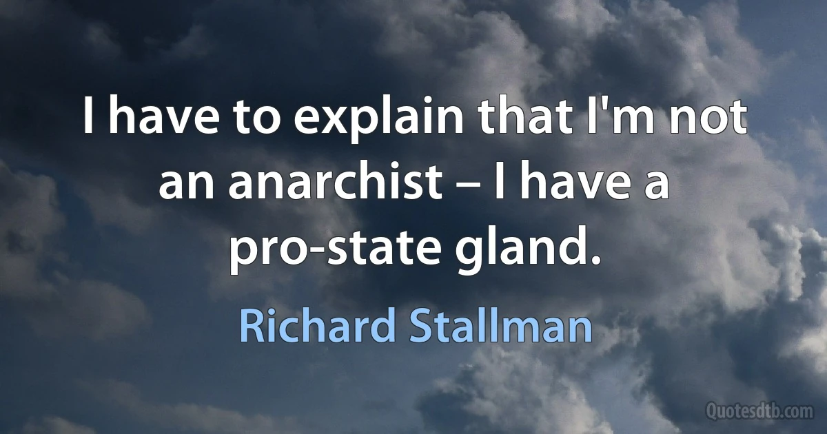 I have to explain that I'm not an anarchist – I have a pro-state gland. (Richard Stallman)