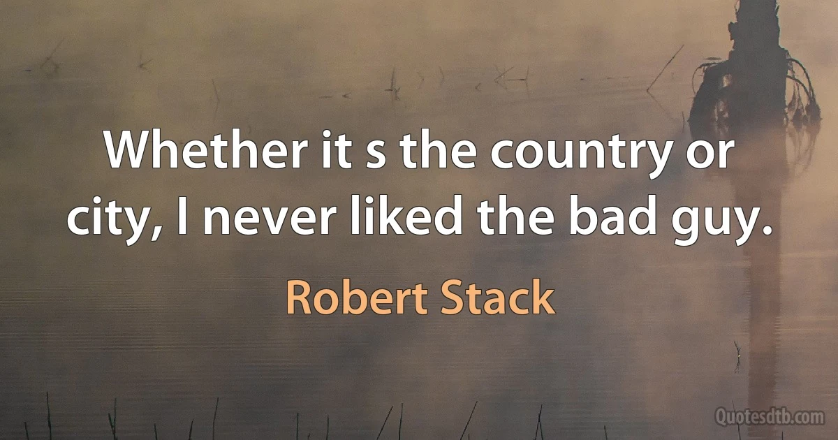 Whether it s the country or city, I never liked the bad guy. (Robert Stack)