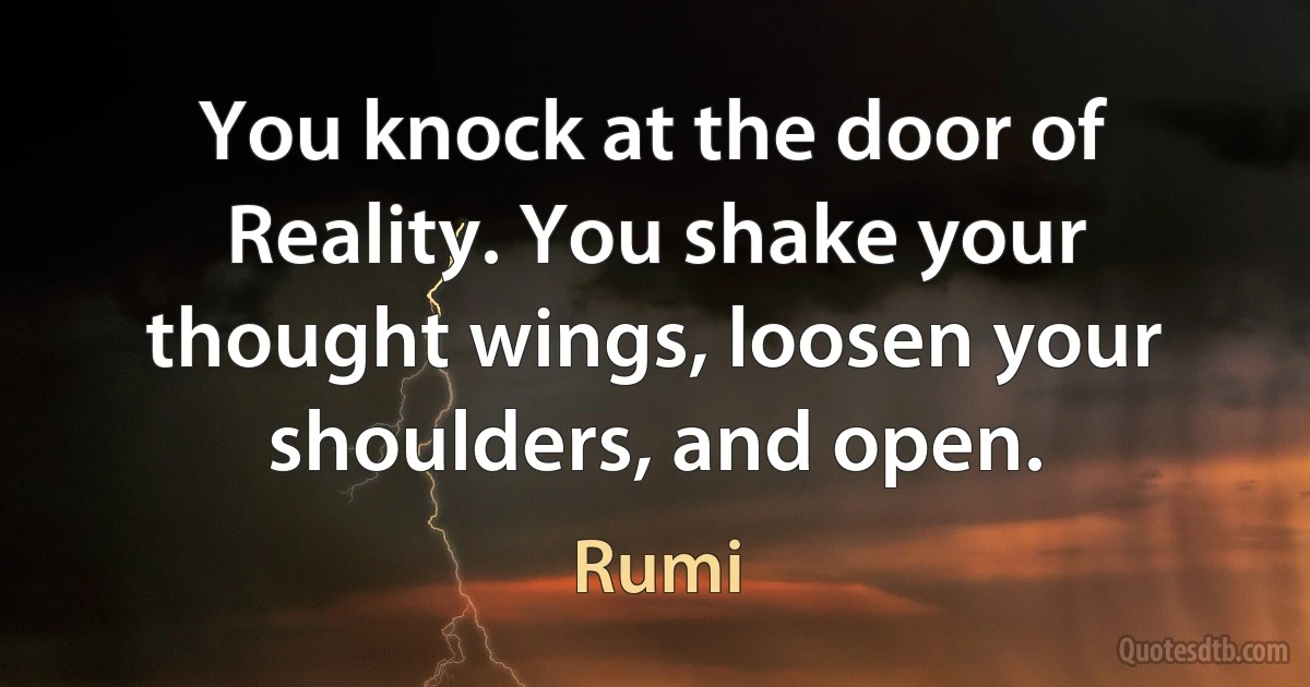 You knock at the door of Reality. You shake your thought wings, loosen your shoulders, and open. (Rumi)