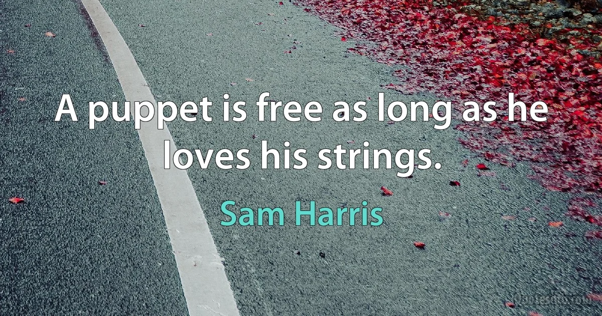 A puppet is free as long as he loves his strings. (Sam Harris)