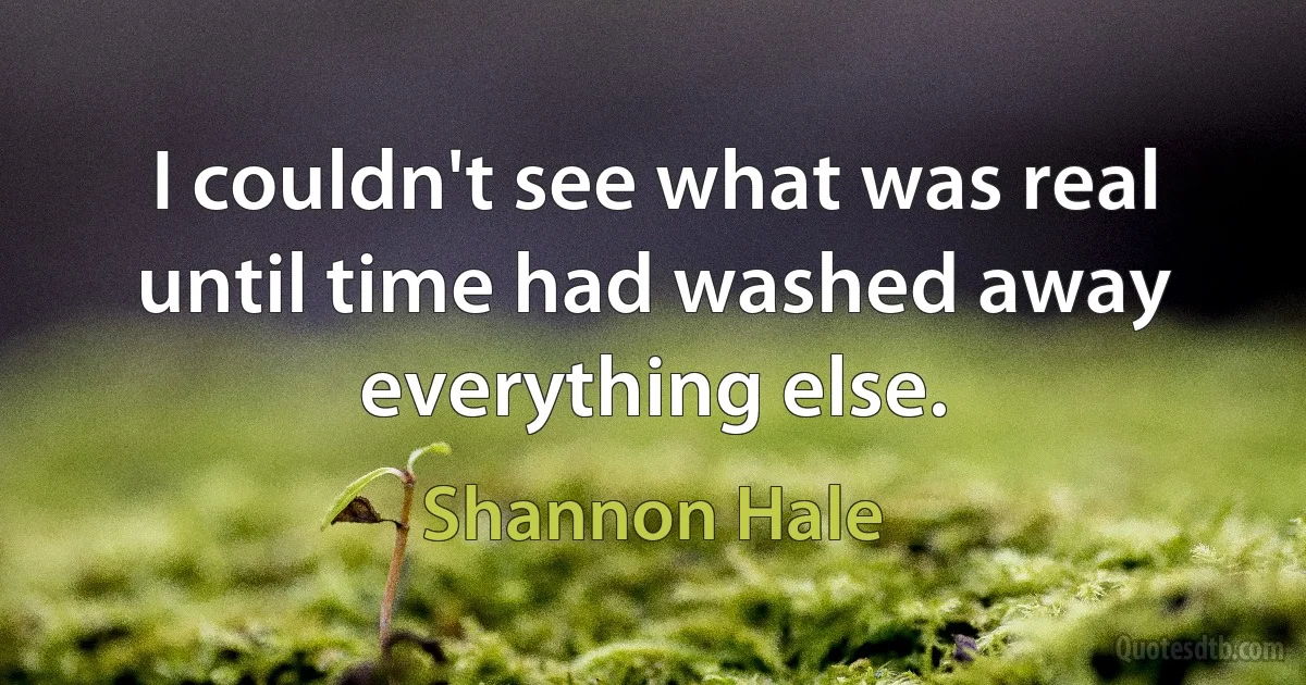 I couldn't see what was real until time had washed away everything else. (Shannon Hale)