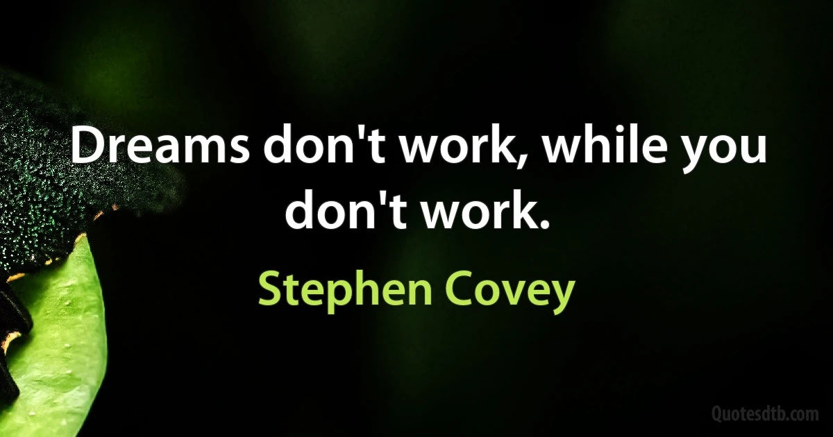 Dreams don't work, while you don't work. (Stephen Covey)