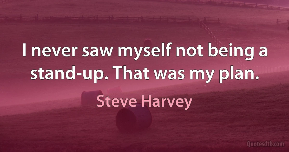 I never saw myself not being a stand-up. That was my plan. (Steve Harvey)