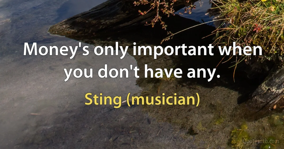 Money's only important when you don't have any. (Sting (musician))