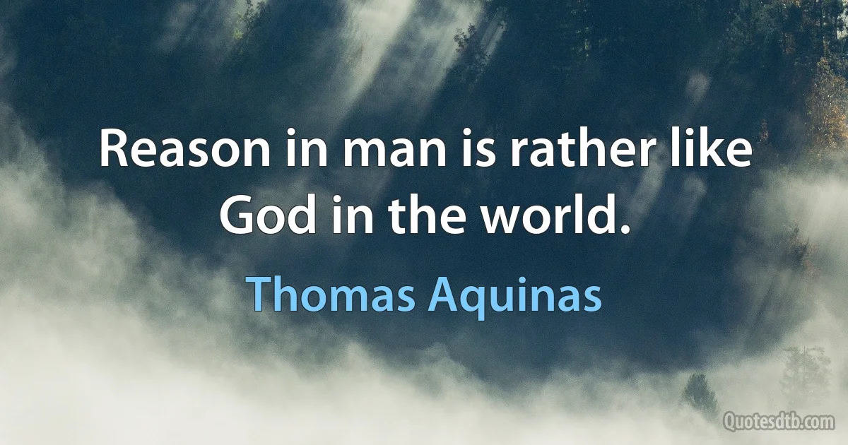 Reason in man is rather like God in the world. (Thomas Aquinas)