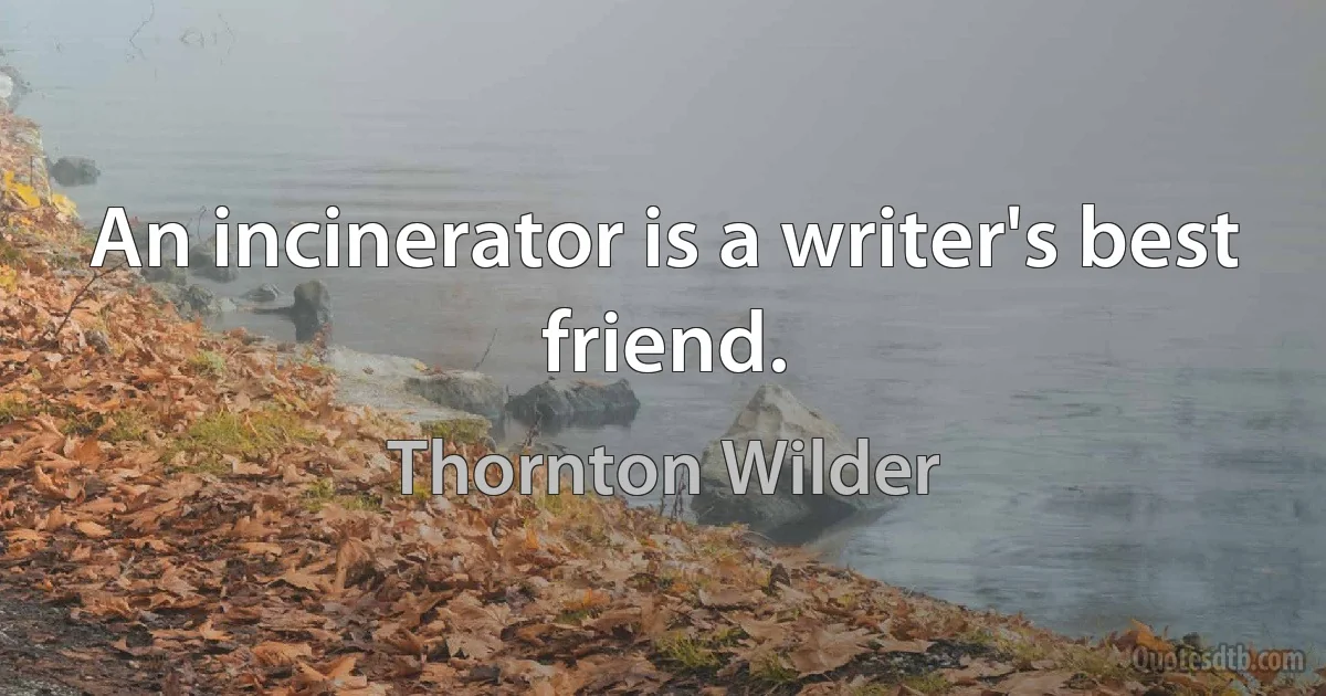 An incinerator is a writer's best friend. (Thornton Wilder)