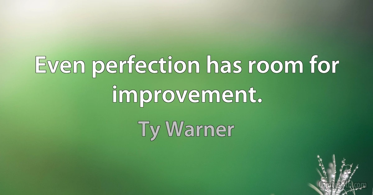 Even perfection has room for improvement. (Ty Warner)