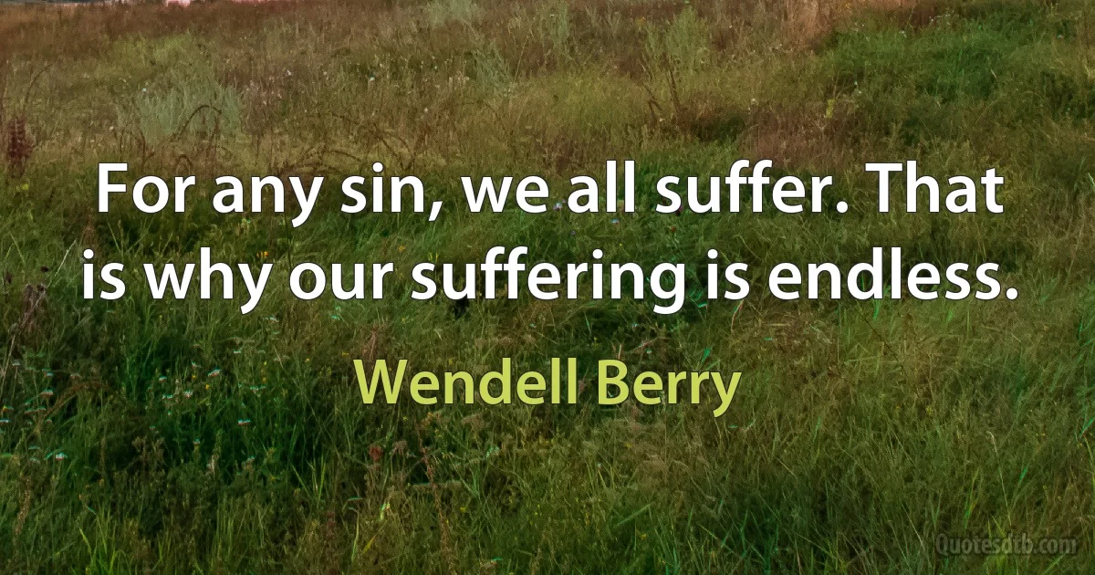 For any sin, we all suffer. That is why our suffering is endless. (Wendell Berry)