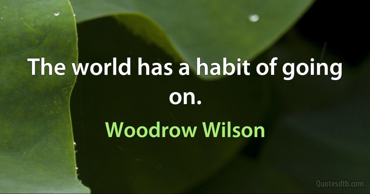 The world has a habit of going on. (Woodrow Wilson)