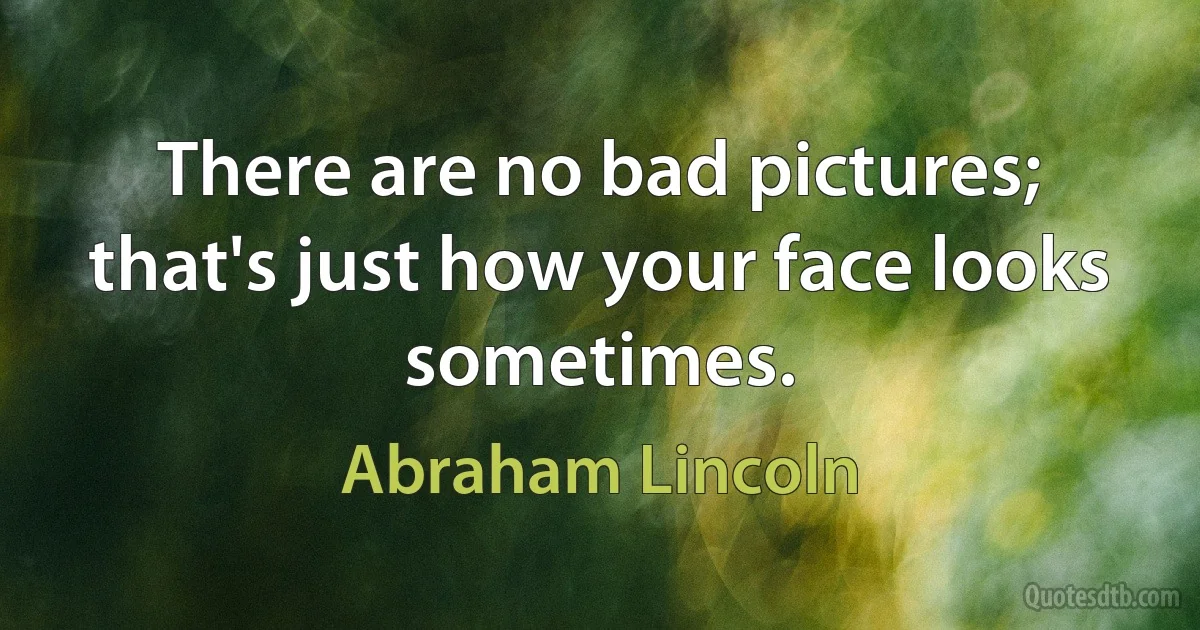 There are no bad pictures; that's just how your face looks sometimes. (Abraham Lincoln)