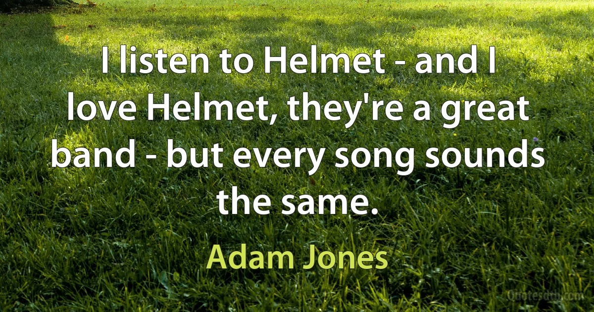 I listen to Helmet - and I love Helmet, they're a great band - but every song sounds the same. (Adam Jones)