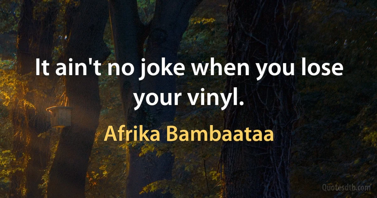 It ain't no joke when you lose your vinyl. (Afrika Bambaataa)