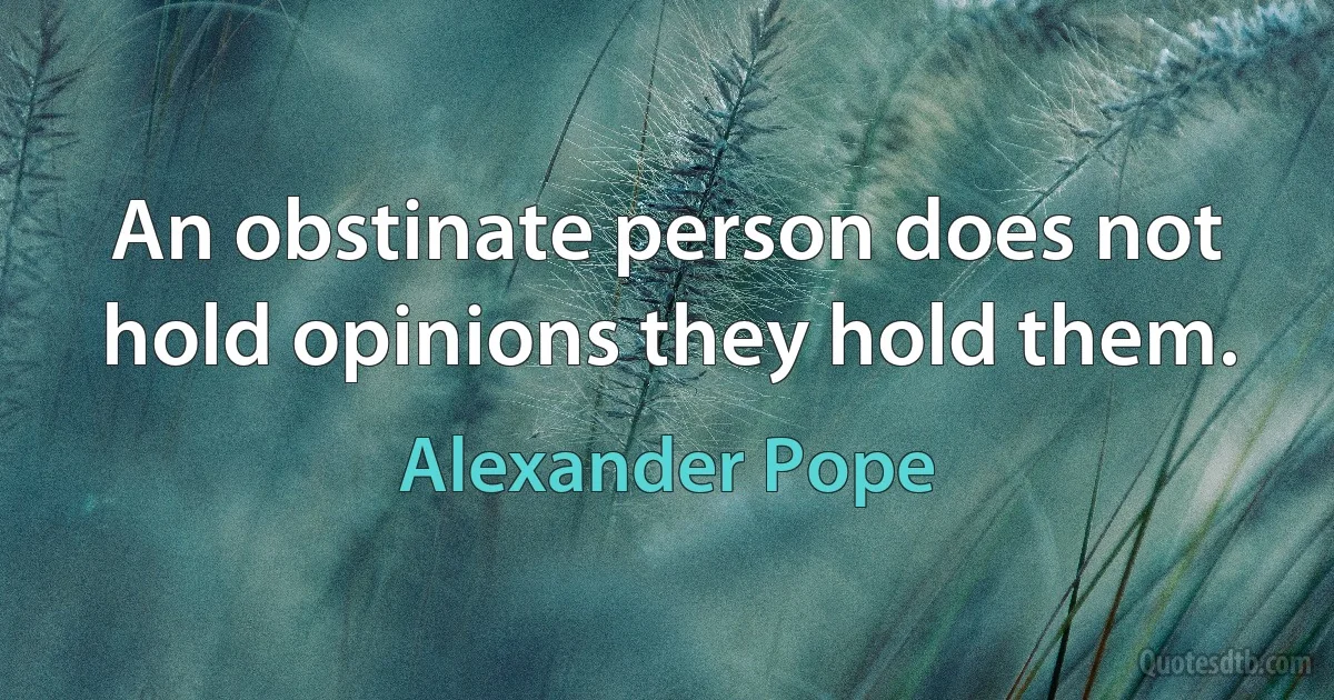 An obstinate person does not hold opinions they hold them. (Alexander Pope)